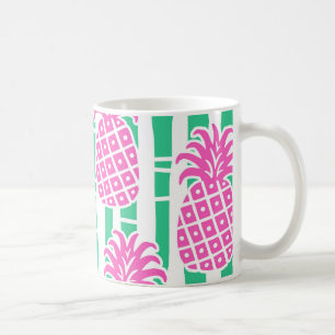 Ananas Bamboe Strepen Roze & Groen Patroon Koffiemok