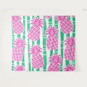 Ananas Bamboe Strepen Roze & Groen Patroon Wandkleed (Voorkant (horizontaal))