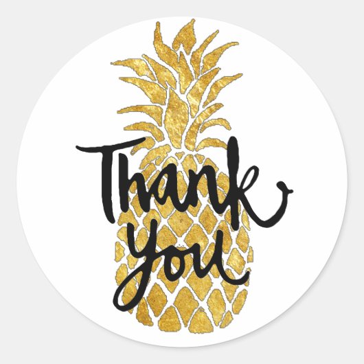 Ananas Bedankt voor goud Ronde Sticker (Voorkant)