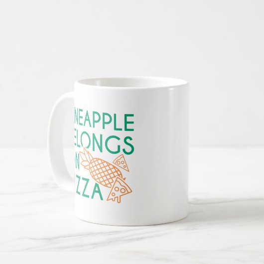 ananas behoort tot de pizza koffiemok (Voorkant links)