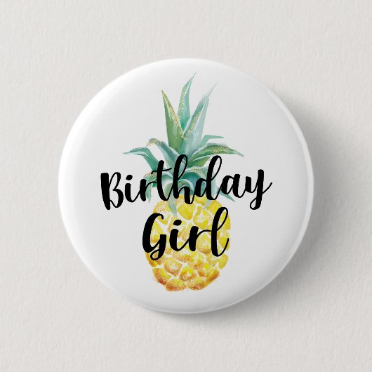 Ananas Birthday Girl Button (Voorkant)