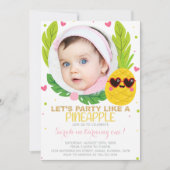 Ananas Birthday Invitae met foto Kaart (Voorkant)