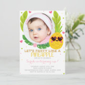 Ananas Birthday Invitae met foto Kaart (Staand voorkant)