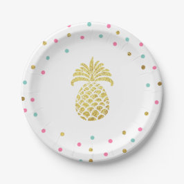 Ananas Birthday Paper Borden Tropische Luau Gold Papieren Bordje