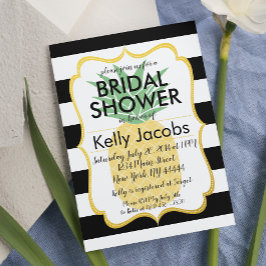 Ananas Black en White Baby shower Invitation Kaart