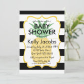 Ananas Black en White Baby shower Invitation Kaart (Staand voorkant)