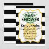 Ananas Black en White Baby shower Invitation Kaart (Voorkant / Achterkant)