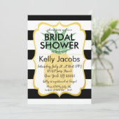 Ananas Black en White Bridal Shower Invitation Kaart (Staand voorkant)