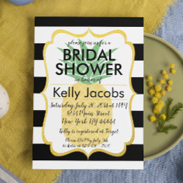 Ananas Black en White Bridal Shower Invitation Kaart