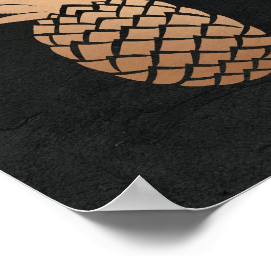 Ananas Black Gold Tropisch minimalistisch elegant Poster (Hoek)