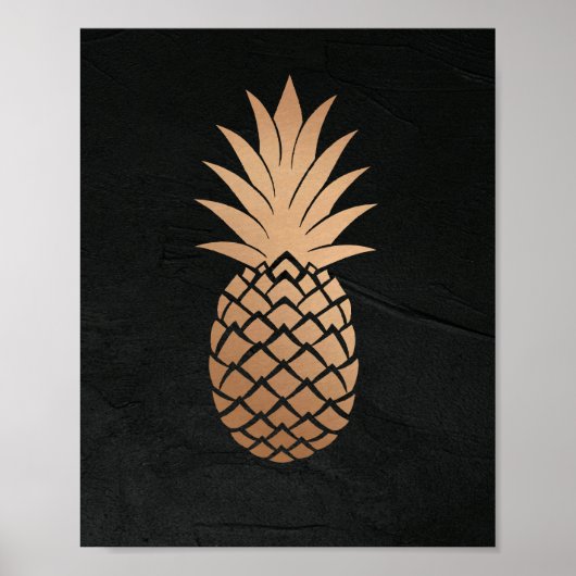 Ananas Black Gold Tropisch minimalistisch elegant Poster (Voorkant)