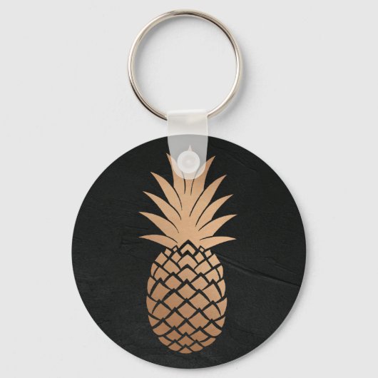 Ananas Black Gold Tropisch minimalistisch elegant Sleutelhanger (Voorkant)