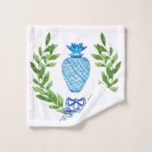 Ananas Blauw en Witte Ginger Jar Bad Handdoek (Wasdoekje)