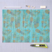 Ananas Blauwe Houten Huis Verwarming Tissuepapier (Craft)