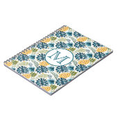 ananas blauwe palmbladeren bladgroen witte monogra notitieboek (Linkerzijde)