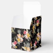 Ananas Bloem op Zwarte Vierkant Bedankdoosjes (Geopend)