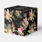 Ananas Bloem op Zwarte Vierkant Bedankdoosjes (Achterkant)