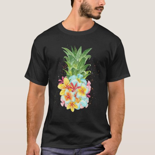 Ananas bloemen Aloha Hawaiian T-shirt T-shirt anan (Voorkant)