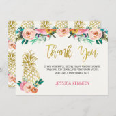 Ananas Bloemen Baby shower Dank u kaart (Voorkant / Achterkant)