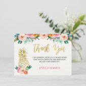 Ananas Bloemen Baby shower Dank u kaart (Staand voorkant)