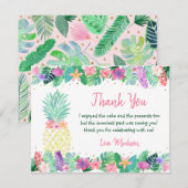 Ananas Bloemen Roze Goud Verjaardag Bedankkaart (Voorkant / Achterkant)