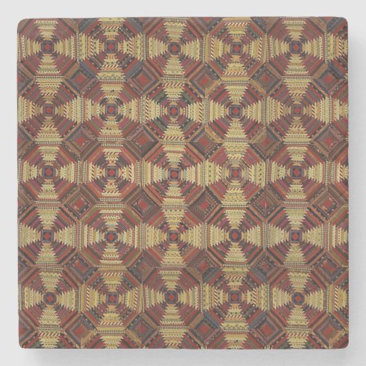 Ananas Blokhut Patchwork Ontwerp Stenen Onderzetter (Voorkant)