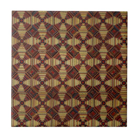 Ananas Blokhut Patchwork Ontwerp Tegeltje (Voorkant)