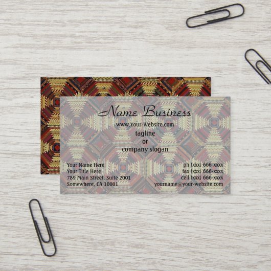 Ananas Blokhut Patchwork Ontwerp Visitekaartje (Voorkant / Achterkant in situ)