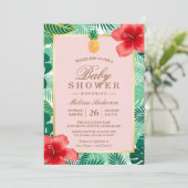 Ananas Blush Pink Tropisch Baby shower Kaart (Staand voorkant)