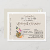 Ananas Boarding Pass Ticket Sla de datum op Aankondigingskaart (Voorkant / Achterkant)