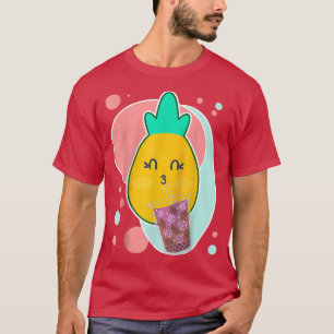 Ananas Boba Thee Bubble Melk Thee Cute Cartoon Fr T-shirt