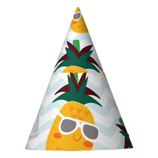 Ananas, boot: schattig oceaanpatroon. feesthoedjes (Voorkant)