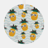 Ananas, boot: schattig oceaanpatroon. glas ornament (Achterkant)