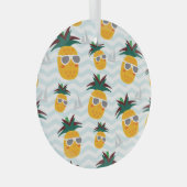 Ananas, boot: schattig oceaanpatroon. glas ornament (Voorkant Rechts)
