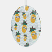 Ananas, boot: schattig oceaanpatroon. glas ornament (Voorkant links)