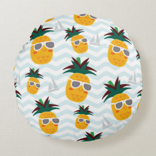 Ananas, boot: schattig oceaanpatroon. rond kussen