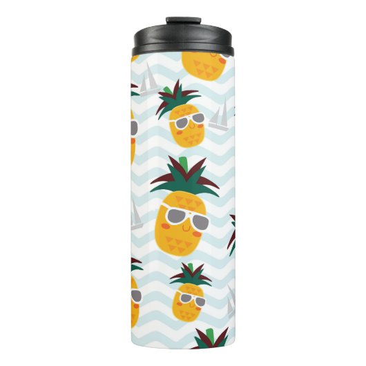 Ananas, boot: schattig oceaanpatroon. thermosbeker (Voorkant)