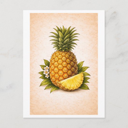Ananas botanische illustratie in vintage stijl briefkaart (Voorkant)