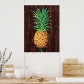 Ananas Botanische illustratie tegen Mahogany Poster (Keuken)