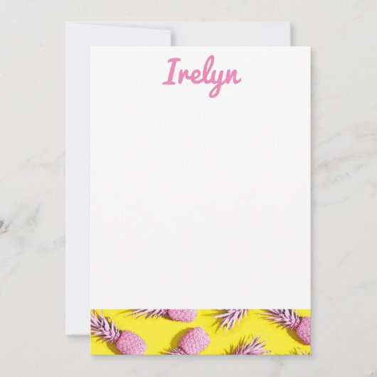 Ananas Briefpapier Roze en Geel Bedankkaart (Voorkant)