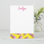 Ananas Briefpapier Roze en Geel Bedankkaart (Staand voorkant)