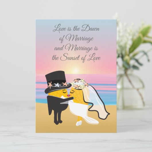 Ananas bruid en bruidegom personages kussen Kaart (Staand voorkant)