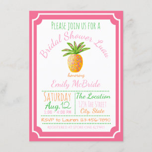 Ananas Bruidsfeest Uitnodiging Roze Bries
