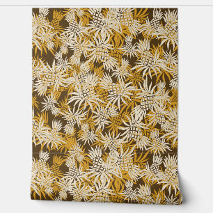 Ananas Camo Hawaiian Tropical - Goud Behang