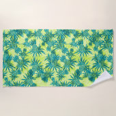 Ananas Camo Hawaiian Tropical - limoen en blauwgro Strandlaken (Voorkant)