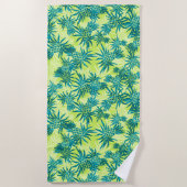 Ananas Camo Hawaiian Tropical - limoen en blauwgro Strandlaken (Voorkant)