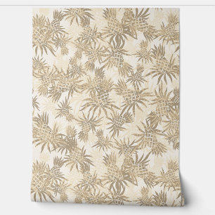 Ananas Camo Hawaiian Tropical - Taupe Behang