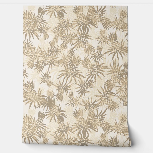 Ananas Camo Hawaiian Tropical - Taupe Behang (Afrollen)