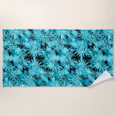 Ananas Camo Hawaiian Tropical - zwart en turq Strandlaken (Voorkant)