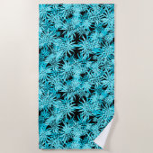 Ananas Camo Hawaiian Tropisch - zwart en turquoise Strandlaken (Voorkant)